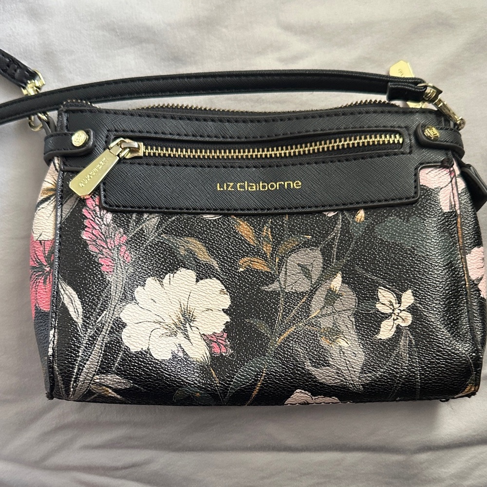 Liz Claiborne Black Floral Crossbody Bag